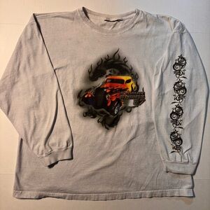 Vtg Hot Rod Dragon Flames Fire 90’s Y2K Long Sleeve Hit Racecar T-shirt Men’s XL